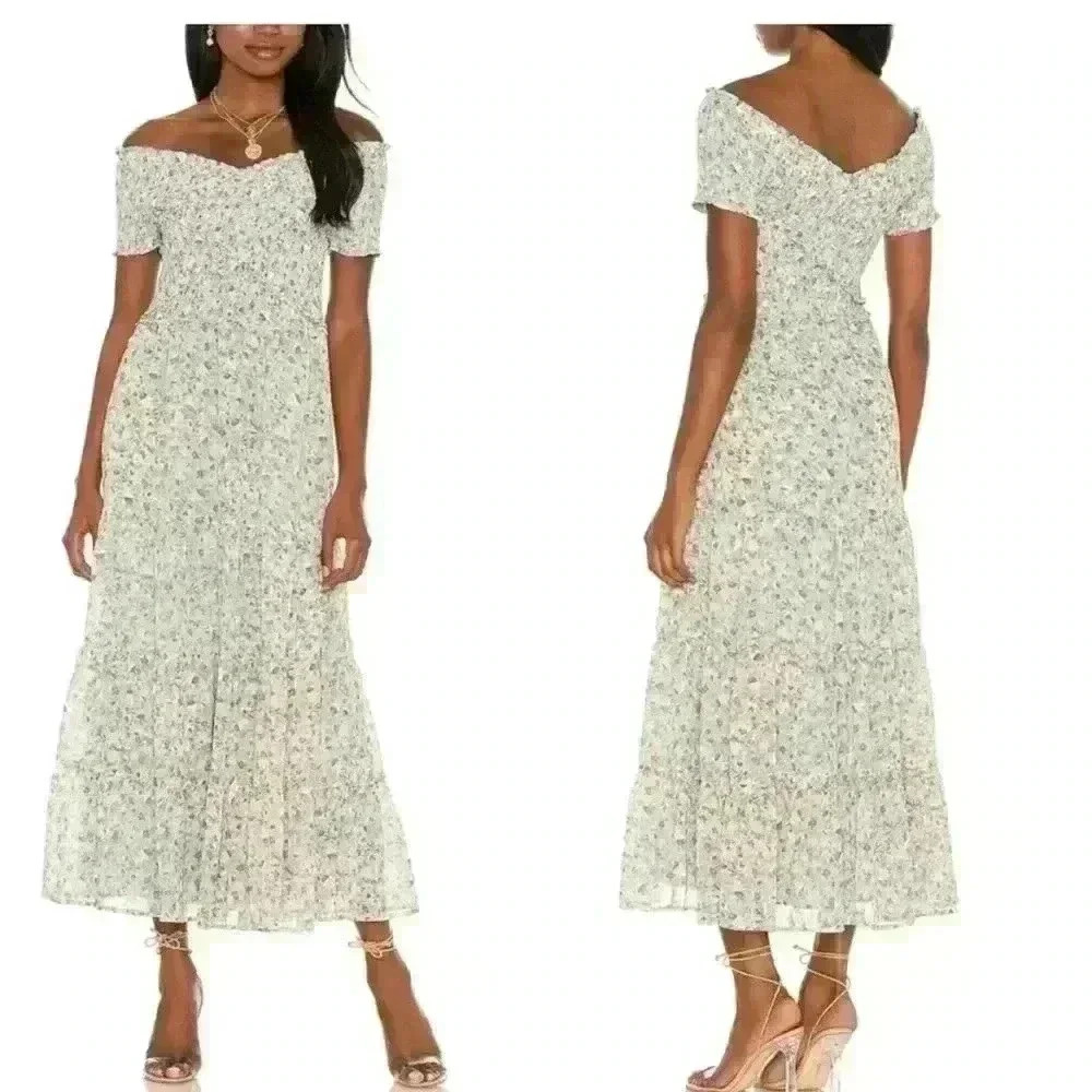 NWOT BB Dakota smocked tiered maxi dress - Picture 3 of 3